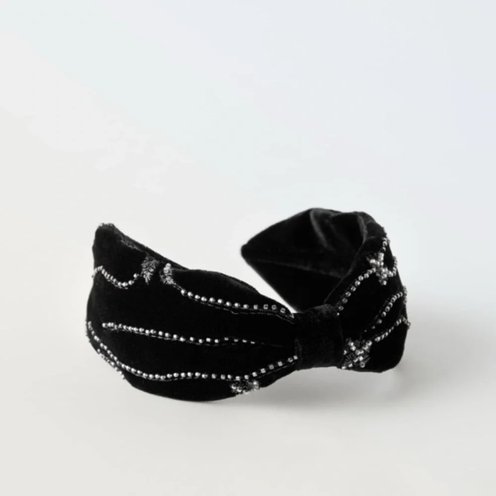 Zara Girls  Black Beaded Headband - NWT